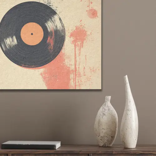 Vinylplaat - Zwart - Verfspatten - Retro PET vilt klein -sfeer6_closeup