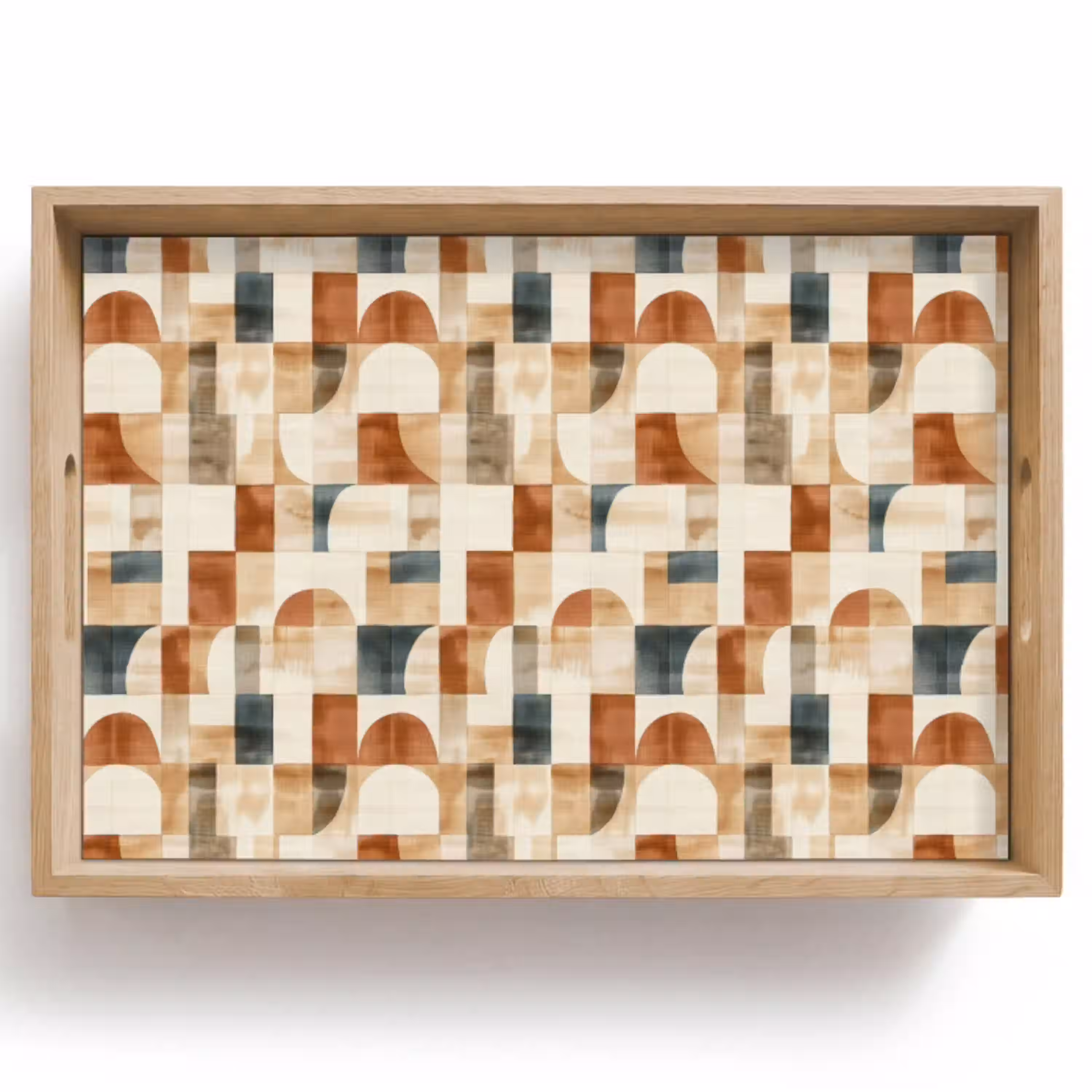 Terracotta - Geometrisch - Aquarel - Textuur Dienblad Rechthoek middel 910 -z3d_shopping