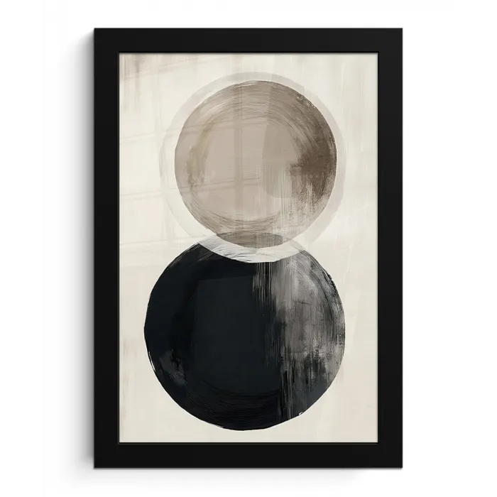 Cirkels - Vorm - Beige - Abstract fotolijst zwart zonder passe partout klein -3d