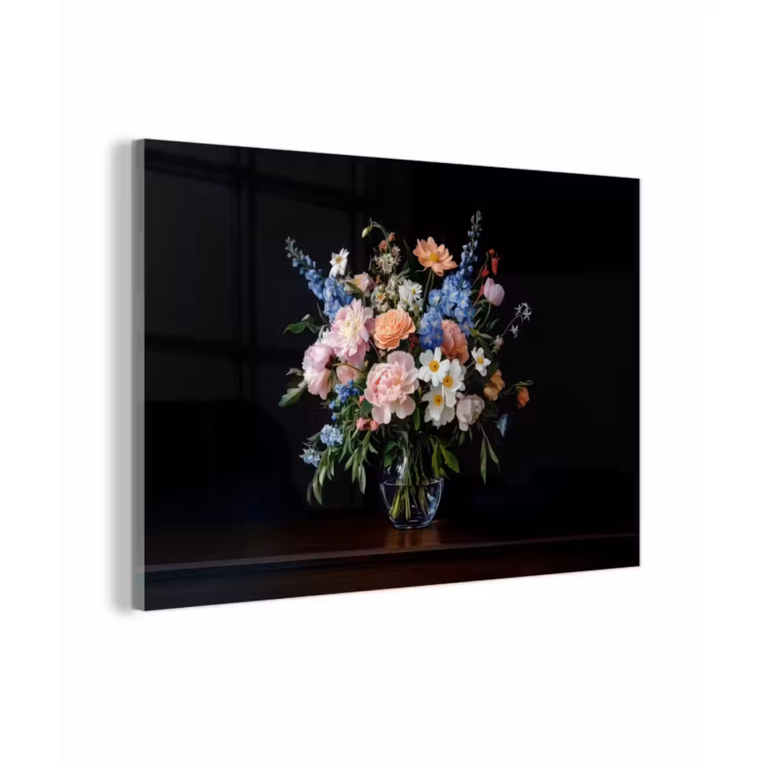 Glas schilderij - Pastel - Bloemen - Glazen - Vaas