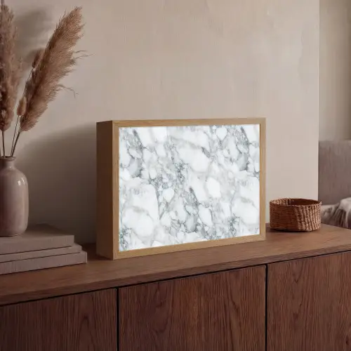 Mozaïek - Marmer - Wit - Onregelmatig Light Box met batterij (Wandlamp) middel 907 -sfeer2