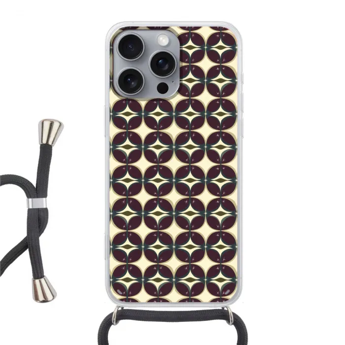 Cirkel - Retro - Kleurrijk Hoesje iPhone 16 Pro Max met koord klein 804 -3d