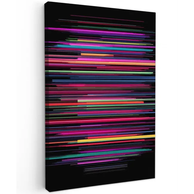 Gaming - Abstract - Lijnen - Horizontaal - Kleurrijk Tuinposter op houten frame 2 cm dik middel -3d