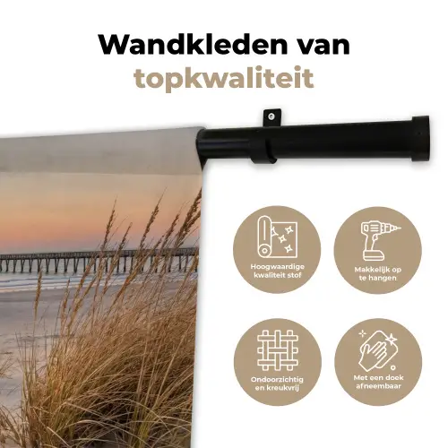 Pier - Zonsondergang - Strand Wandkleed katoen klein -sfeer2