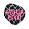 Panterprint - Zwart - Neonletters - Roze Wandcirkel Organisch Plexiglas middel -3d