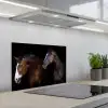 Paard - Dieren - Zwart keuken achterwand spatscherm klein -3d_schuin