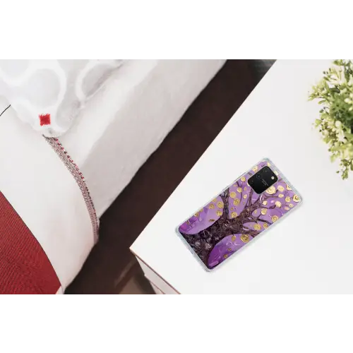Levensboom - Boom - Paars - Goud - Modern Telefoonhoesje Samsung Galaxy S10 Lite klein -kamerS10Lite