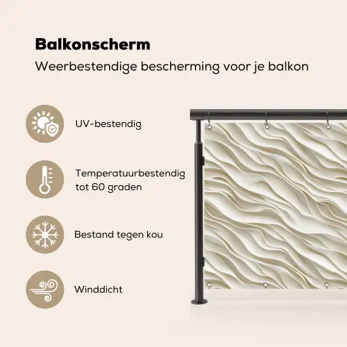 Golven - Wit - Minimalistisch Balkonbeschermer Duitsland klein 596 -specs_NL
