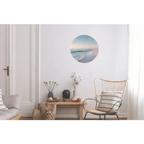 Kustlijn - Pastel - water Wandcirkel aluminium klein -woonkamer