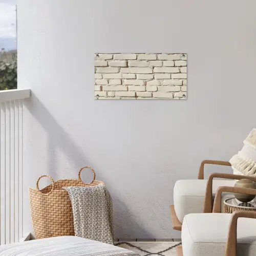 Bakstenen - Muur - Licht - Wit tuinposter los doek klein -sfeer8