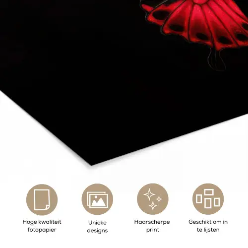 Vlinder - Rood - Contrast poster papier klein -closeup_NL