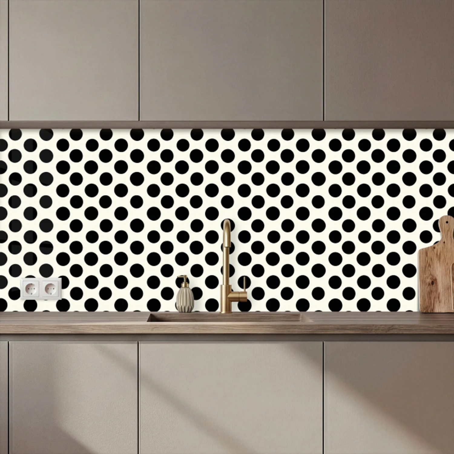 Klassiek - Stippen - Zwart keuken achterwand 2 middel 871 zz_3dshopping