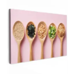 Ingrediënten - Lepels - Hout - Roze canvas 2cm klein -z3d