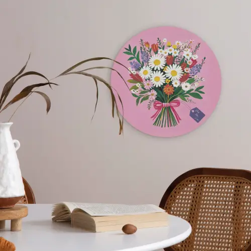 Bloemen - Quote - Kaartje - Kleurrijk Akoestische PET Vilt - Rond klein -sfeer3