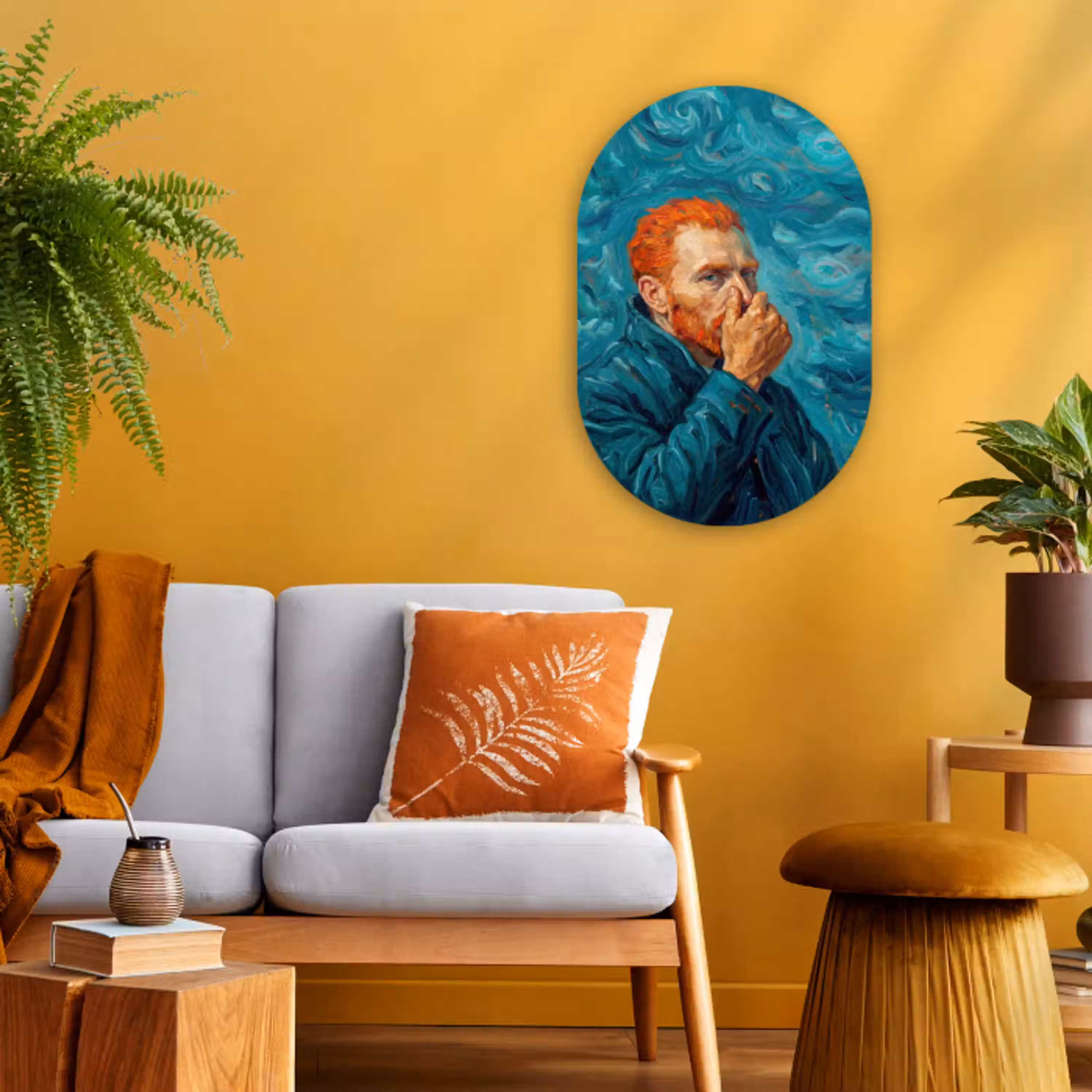 Portret - Klassiek - Blauw Wandcirkel Ovaal Forex klein -sfeer4