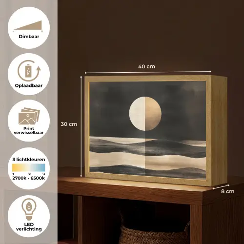 Maan - Cirkel - Goud Light Box met batterij (Wandlamp) middel -USP_websiteoverzichtNL