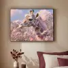 Giraffe - Bloemen - Roze Textielframe zwart klein -sfeer1