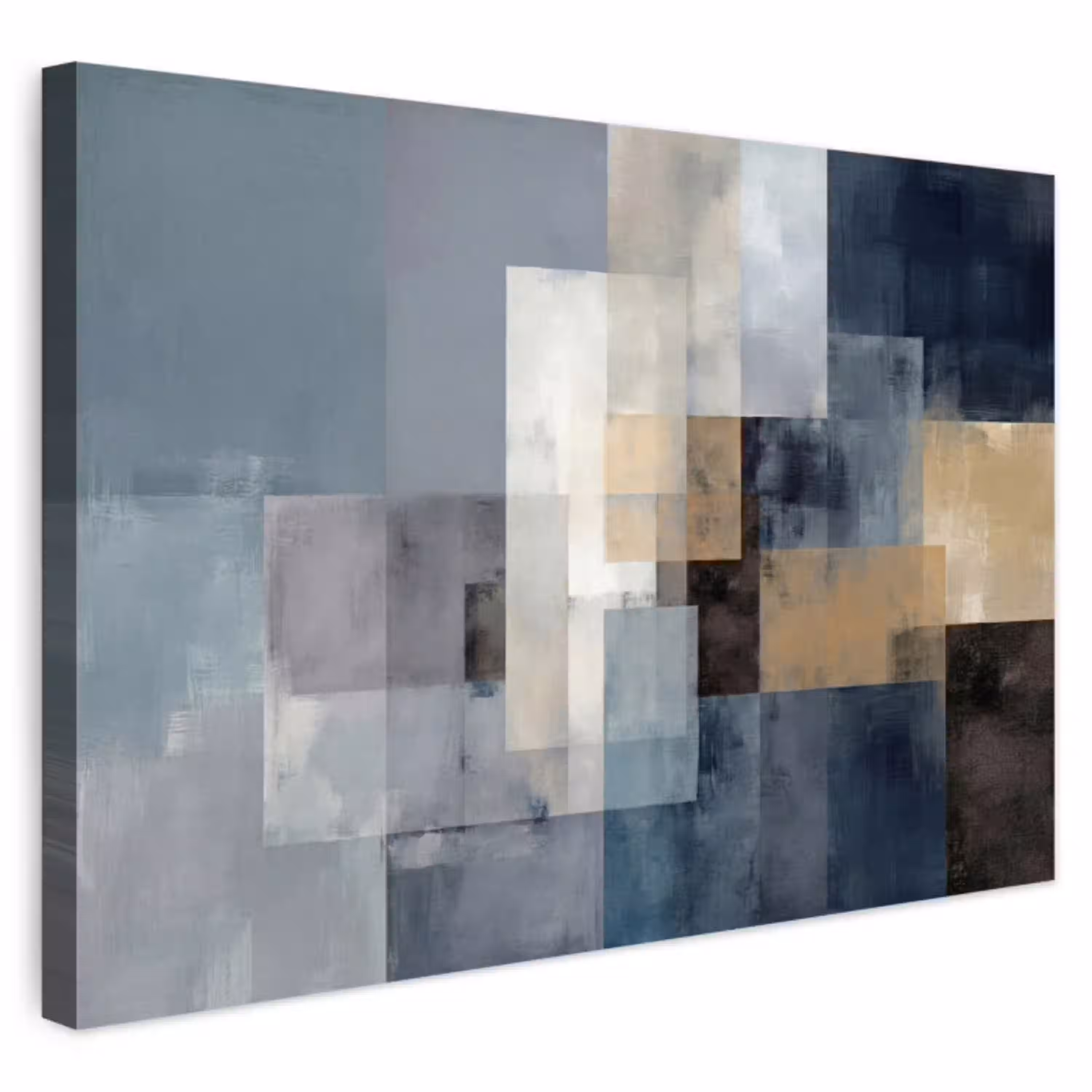 Rechthoeken - Abstract - Blauw Tuinposter op houten frame 2 cm dik klein -3d