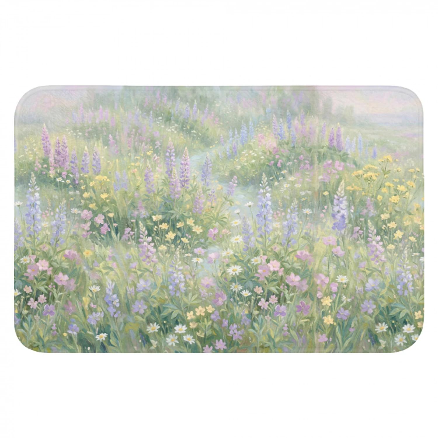 Bloemenveld - Heuvels - Kleurrijk Badmat klein -3d