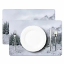 Weg - Bergen - Sneeuw - Naaldbos - Avontuurlijk Placemat vinyl groot -zzsfeer2_Kitchenyeah-website
