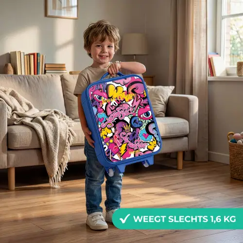 Girly graffiti Kinderkoffer - Blauw klein -sfeer2_NL