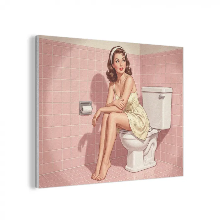 Roze - Retro - Vrouw PET vilt klein -3d