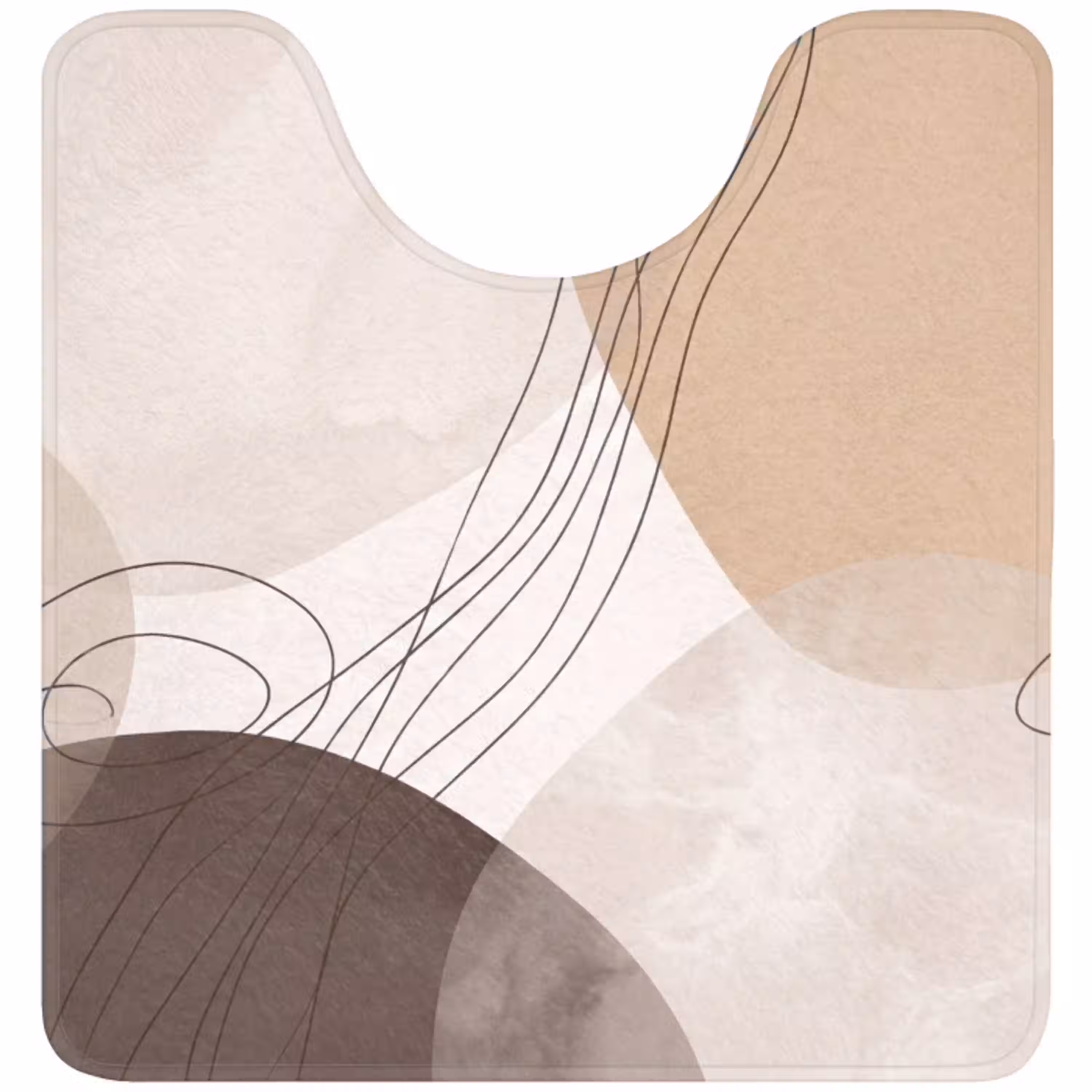 Abstractie - Beige - Modern WCmat U-uitsnede middel -3d