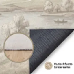 Rivierlandschap - Bergen - Natuur - Vintage - Beige Vloerkleed Rechthoek klein -uniquesellingpoint_antislip_DE_DE