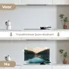 Bossen - Meer - Kano - Oranje keuken achterwand spatscherm klein -voor_na_NL