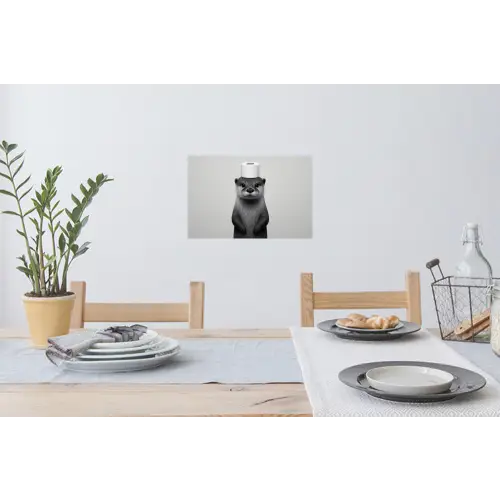 Otter - WC rol - Zwart - Wit Muursticker klein -eettafel