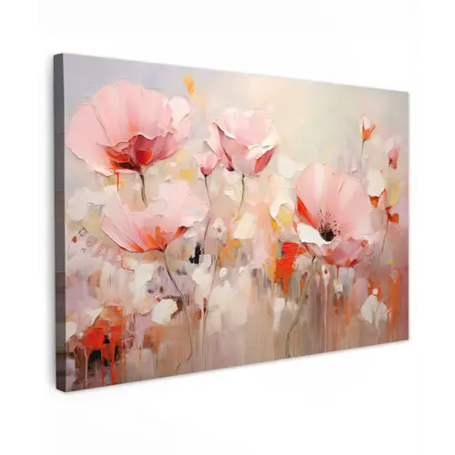 Bloemen - Watercolor - Roze - Abstract - Kunst canvas 2cm klein -z3d