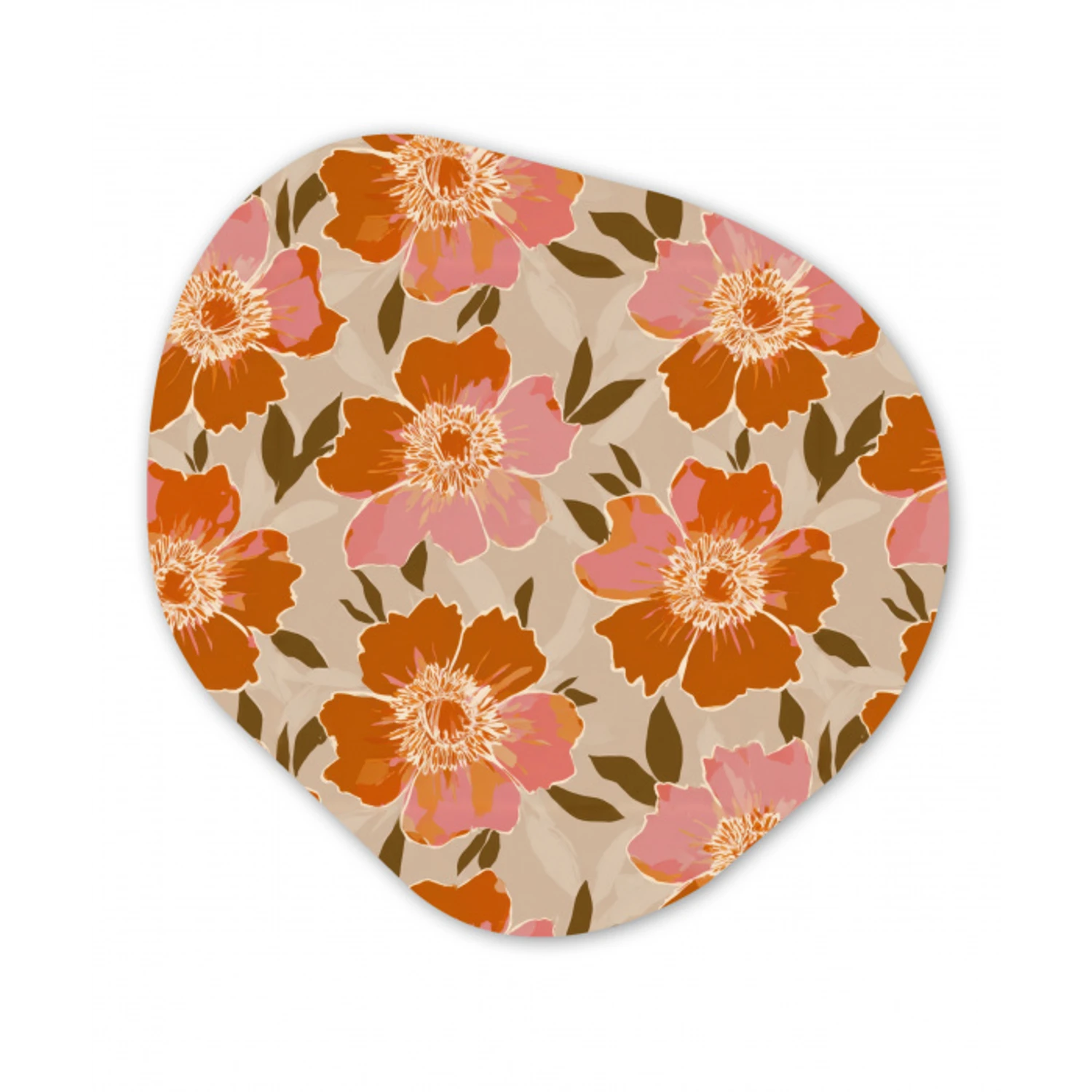 Bloemen - Motief - Retro Wandcirkel Organisch Forex 3mm klein 629 -3d