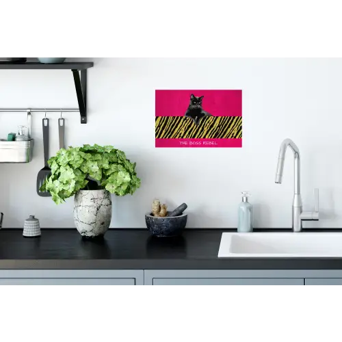 Kat - Baas - Roze - Tijgerprint Muursticker klein -keuken