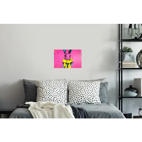 Konijn - Felroze - Sjaal - Abstract Muursticker klein -slaapkamer