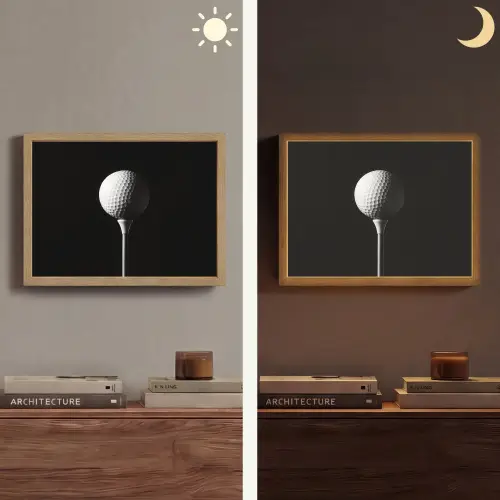 Golfbal - Minimalistisch - Wit Light Box met batterij (Wandlamp) middel -sfeer3