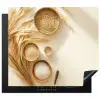 Granen - Hout - Kom - Beige Inductie beschermer vinyl 3mm middel -3d