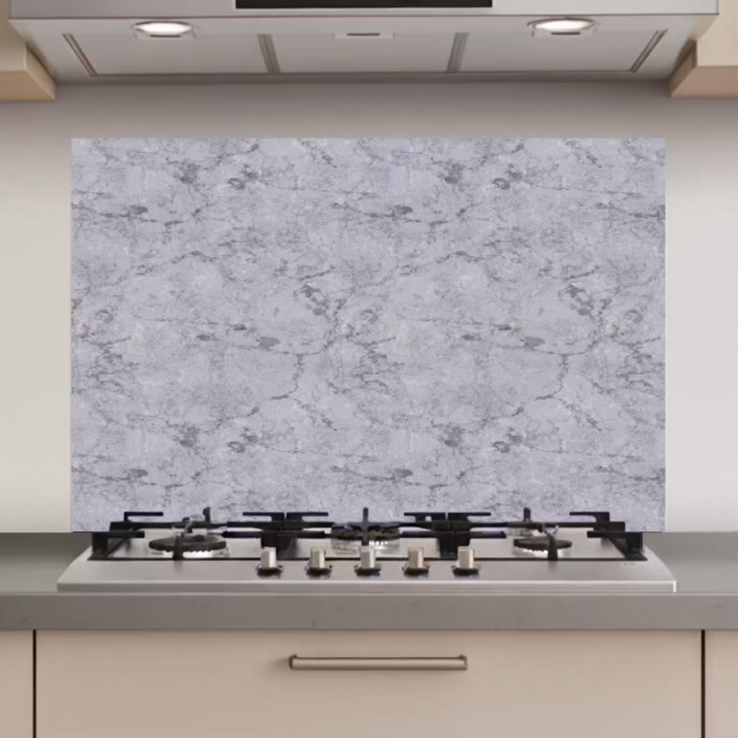 Marmerplaat - Patroon - Grijs keuken achterwand spatscherm klein 900 -3d_website