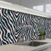 Zebra - Patroon - Blauw - Beige keuken achterwand 2 middel 871 -3d_schuin