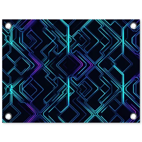 Gaming - Ruitvormen - Abstract - Neon - Paars tuinposter los doek klein -3d