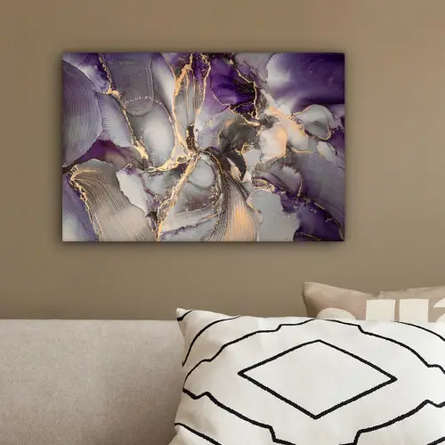 Goud - Paars - Marmer canvas 2cm klein -sfeer3
