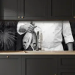 Vissen - Chef - Zwart - Wit keuken achterwand 2 middel -sfeer1