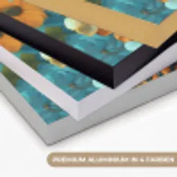 Vrouw - Bloemen - Oranje - Blauw - Modern Textielframe zwart klein -USP_kleurenDE