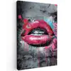 Lippen - Felroze - Graffiti - Verfstrepen canvas 2cm klein -z3d