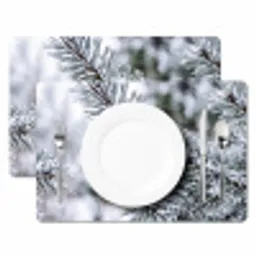 Dennenappel - Tak - Sneeuw - Winter - Sfeervol Placemat vinyl groot -zzsfeer2_Kitchenyeah-website