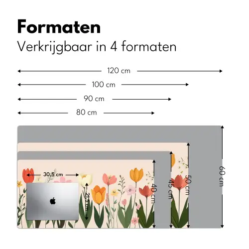 Pasteltinten - Bloemen - Illustratie Muismat XXL klein -sfeer5