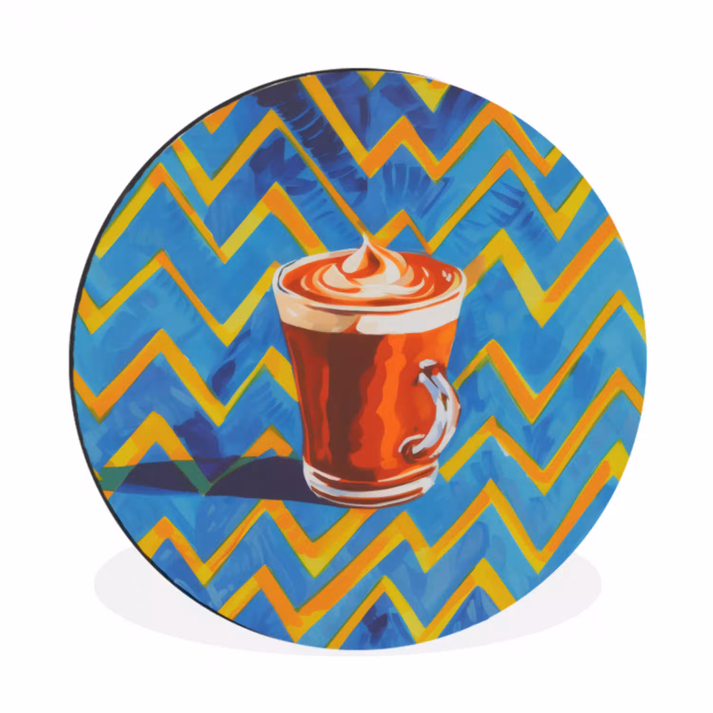 Mok - Koffie - Zigzag - Slagroom Wandcirkel aluminium klein -3d