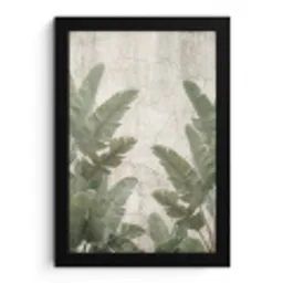 Bananenbladeren - Beton - Groen fotolijst zwart zonder passe partout klein -3d