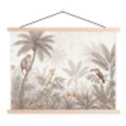 Jungle - Dieren - Palmbomen textielposter latten blank klein -3d