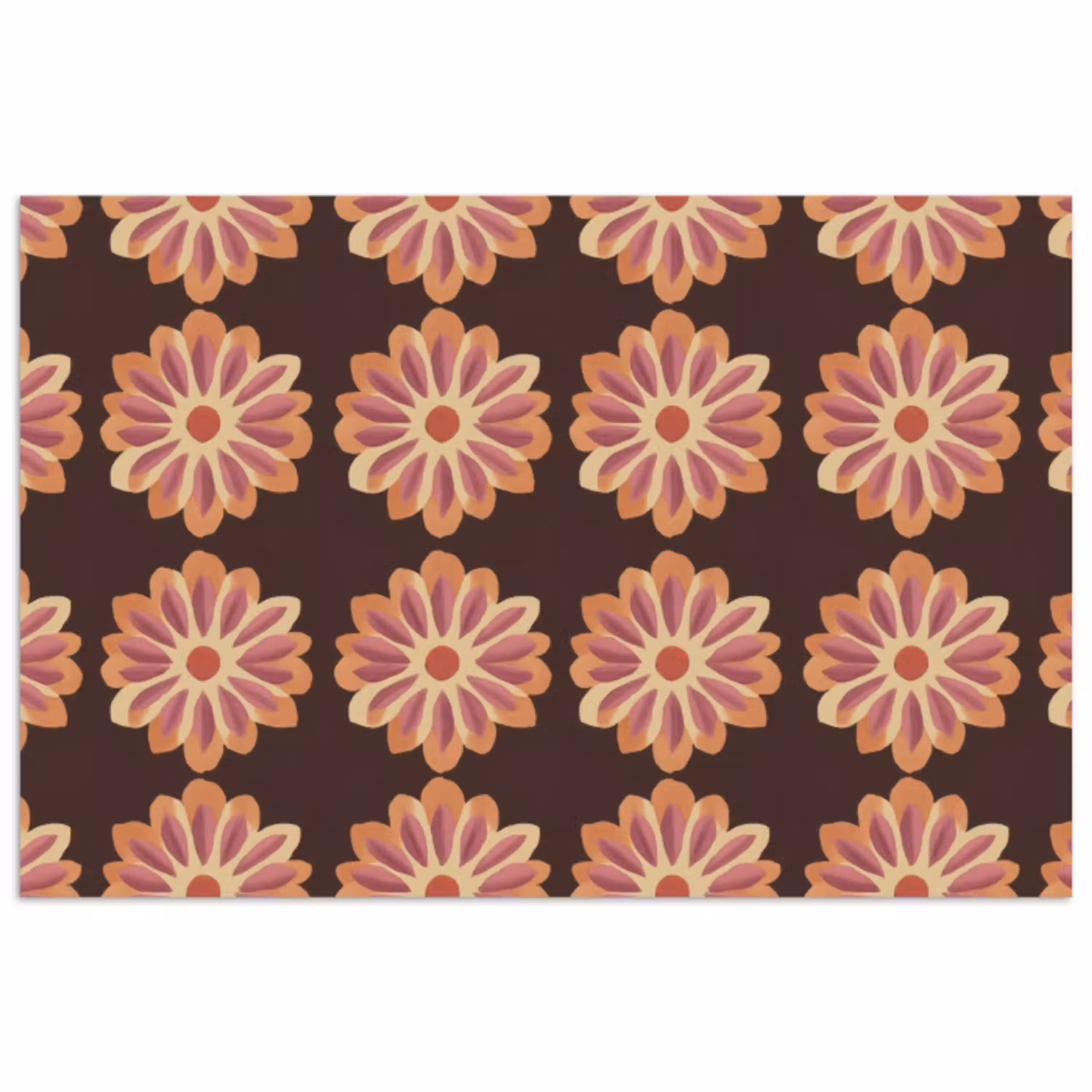 Bloemen - Patroon - Bruin poster papier klein 62 -3d