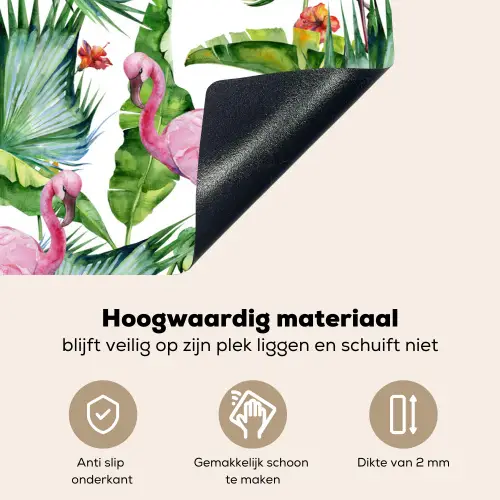 Bladeren - Flamingo - Bloemen - Jungle Inductie beschemer met haakjes klein -ky-onderkant-nl